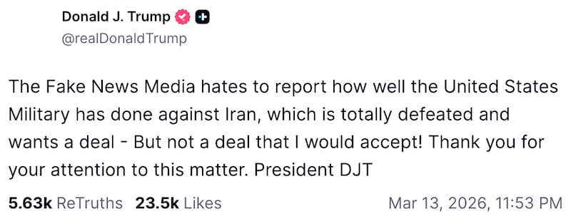 Donald Trump on Truth Social