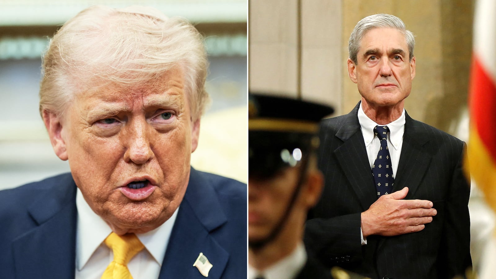 From left: Donald Trump; Robert Mueller.