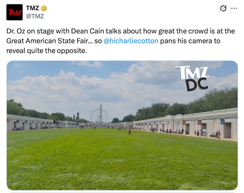 TMZ showcase the empty space on the Great American State Fair.