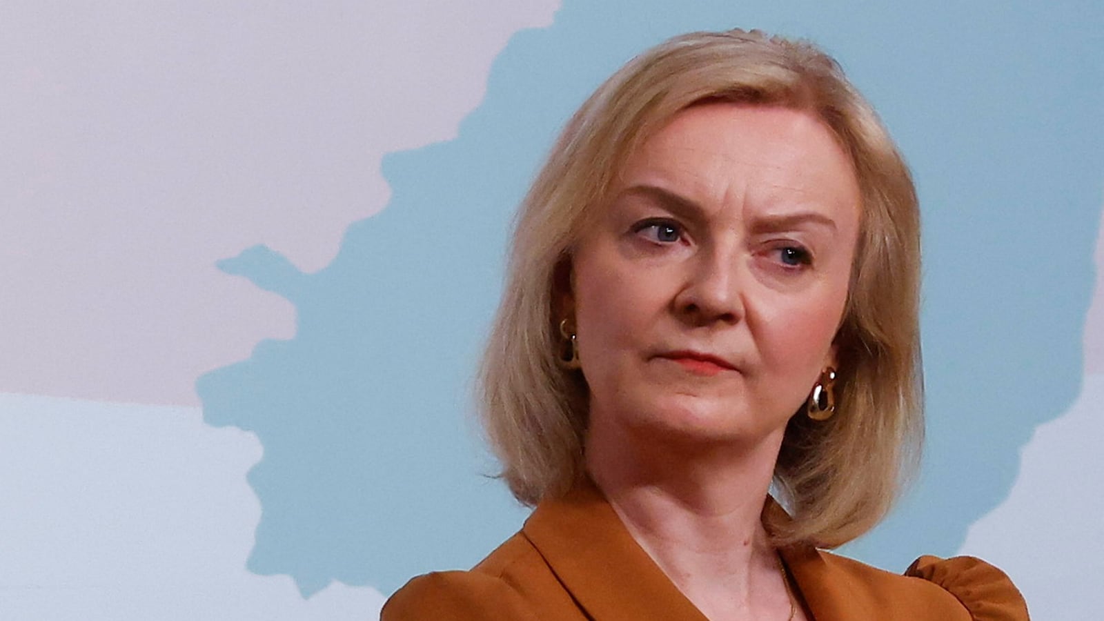 Former British Prime Minister Liz Truss reacts on stage during an event Taipei, Taiwan May 17, 2023.