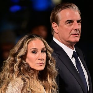 Sarah Jessica Parker and Chris Noth seen on the set of "And Just Like That..."