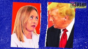 A photo illo illustration of Giorgia Meloni and Donald Trump for the Swamp.
