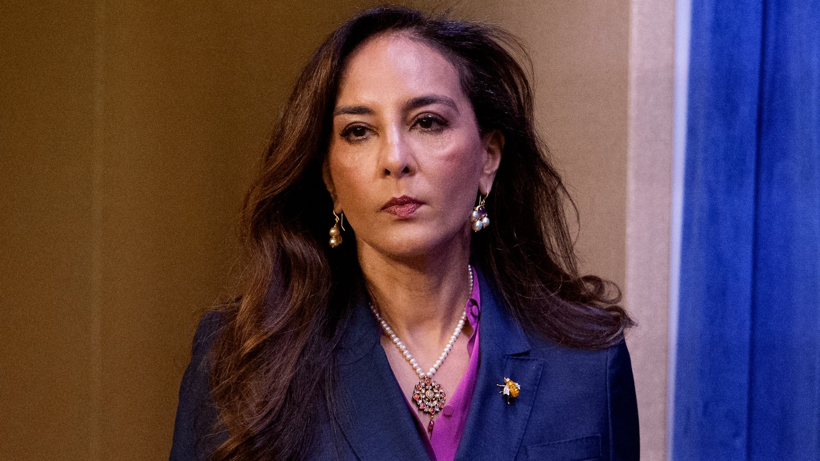 Assistant Attorney General for Civil Rights Harmeet Dhillon arrives for a news conference at the Justice Department on September 29, 2025 in Washington, DC.