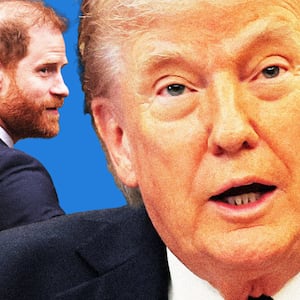 illo photo illustration of donald trump and prince harry