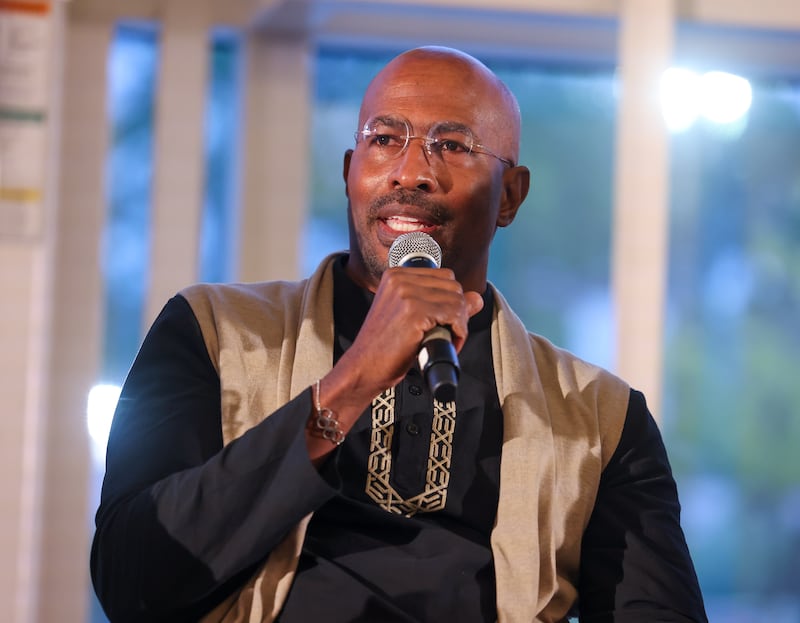 LOS ANGELES, CALIFORNIA - APRIL 17: Van Jones speaks on stage during 2025 Freedom Seder at Stephen S. Wise Temple on April 17, 2025 in Los Angeles, California. (Photo by Randy Shropshire/Getty Images for 2025 Freedom Seder)