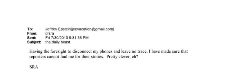 An exchange between Epstein and someone going by the initials SRA.