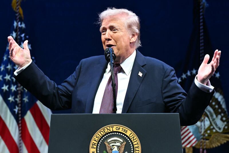 US President Donald Trump speaks during a meeting on religious liberty in education at the Museum of the Bible in Washington, DC, on September 8, 2025.