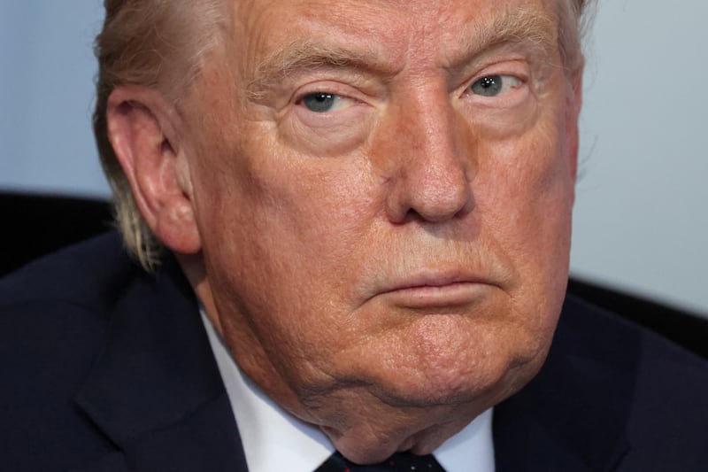 U.S. President Donald Trump attends a bilateral meeting with France's President Emmanuel Macron (not pictured) on the sidelines of the G7 summit, in Evian, France on June 15, 2026.  LUDOVIC MARIN/Pool via REUTERS