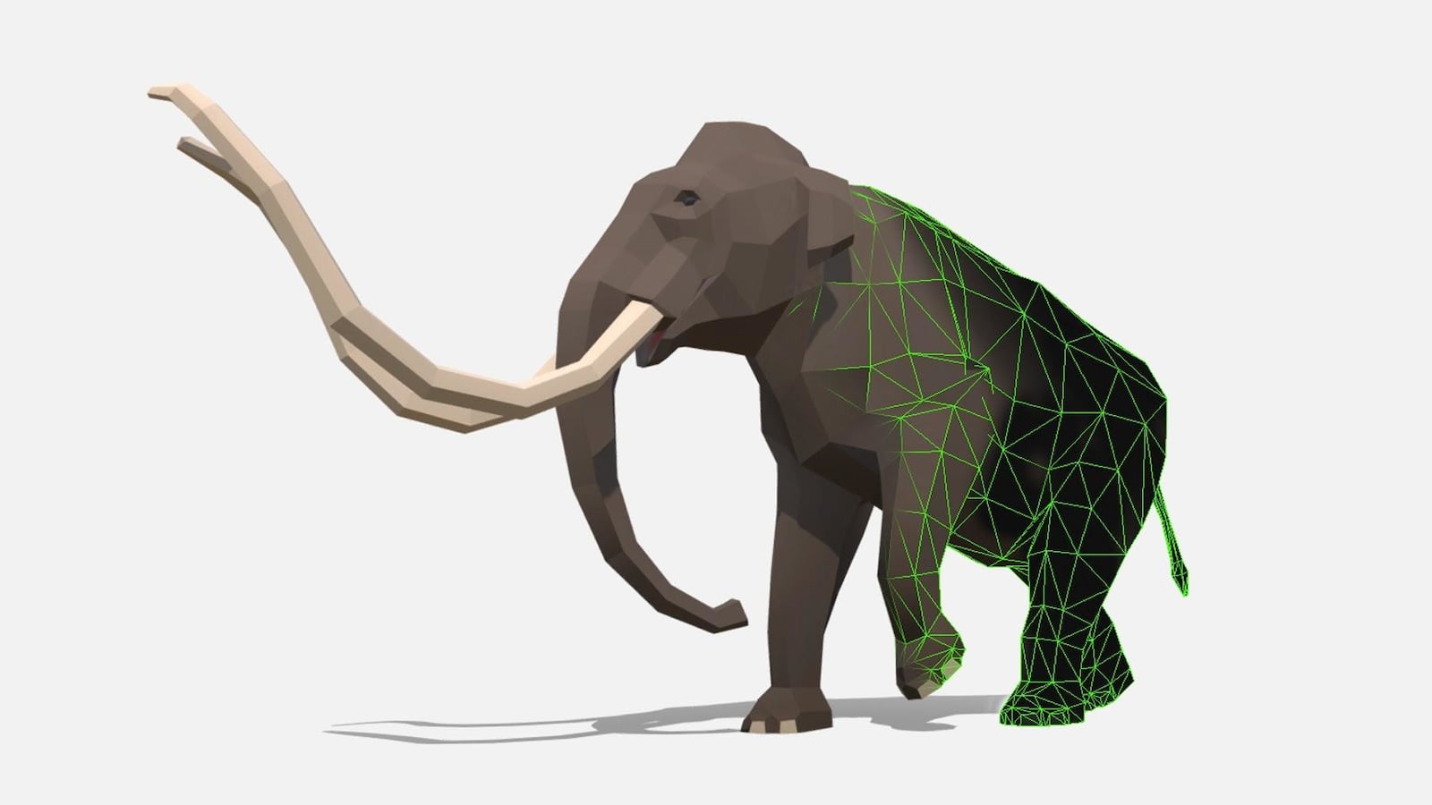 A digitally rendered Columbian mammoth