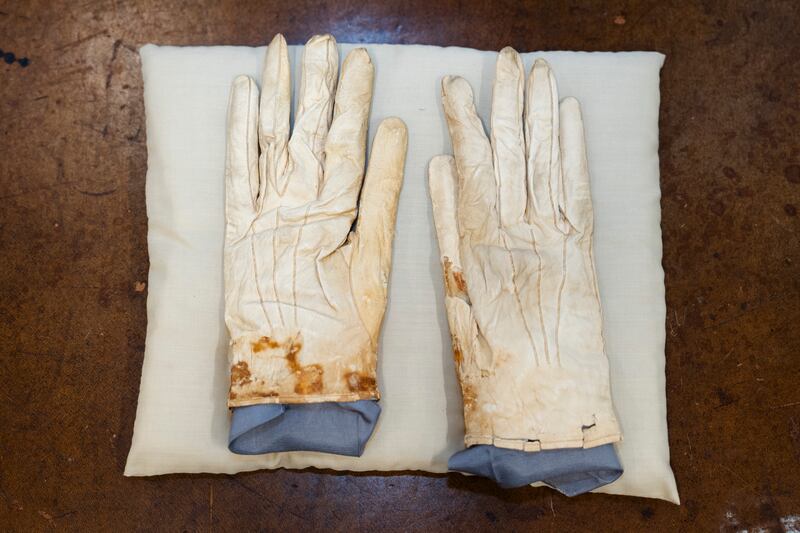 A pair of blood-stained gloves that Abraham Lincoln had when he was assassinated at Freeman's