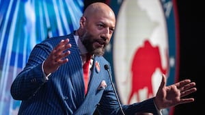 DULUTH, MN. - MAY 2026: Royce White made his case as the U.S. Senatorial nominee for the GOP at the Minnesota Republican state convention at the Duluth Entertainment Convention Center (DECC) in Duluth, Minn., on Saturday, May 29, 2026. The GOP state convention. (Photo by Richard Tsong-Taatarii/The Minnesota Star Tribune via Getty Images)