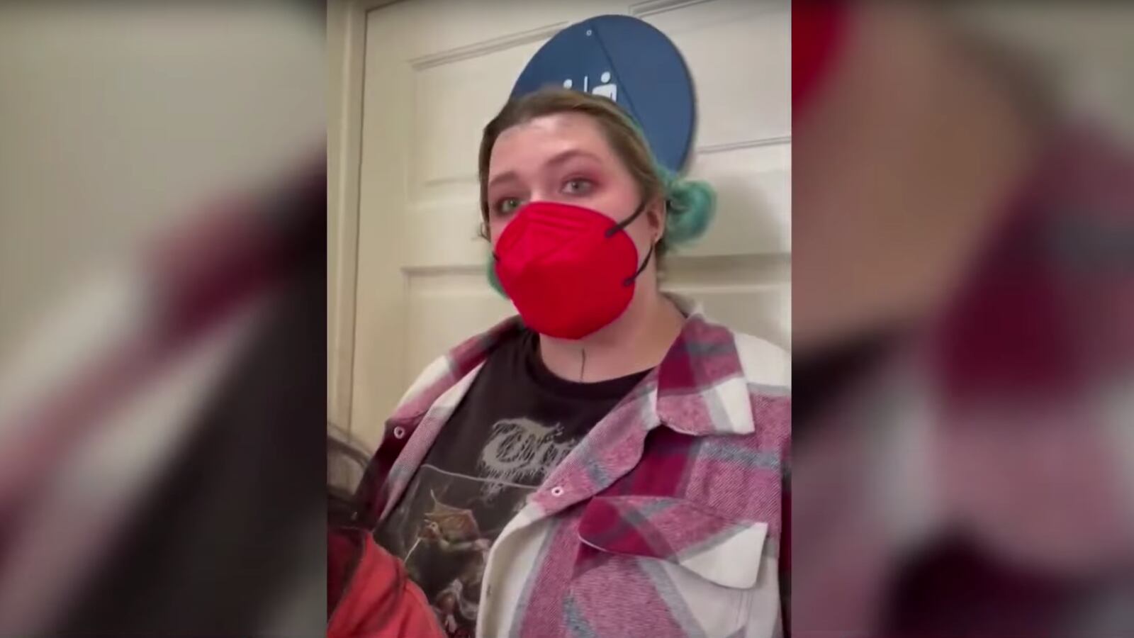 Footage showing staff at Farley’s East cafe in Oakland, California, blocking a woman from entering the bathroom.