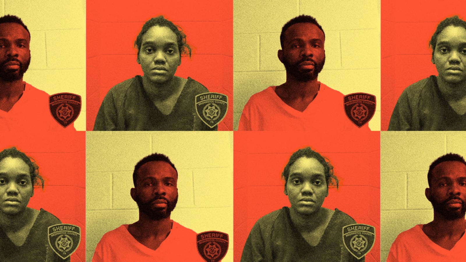 Photo illustration of mugshots of Chinagorom Onwumere and Salma Abdalkareem.