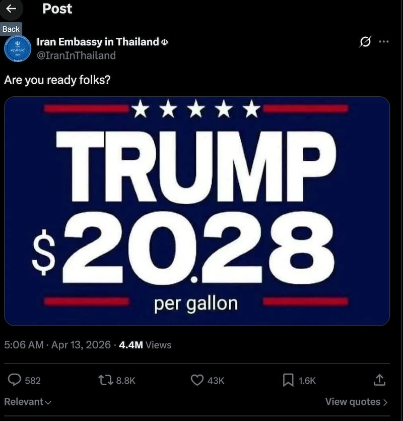 Another Iranian social media post poking fun at Trump.