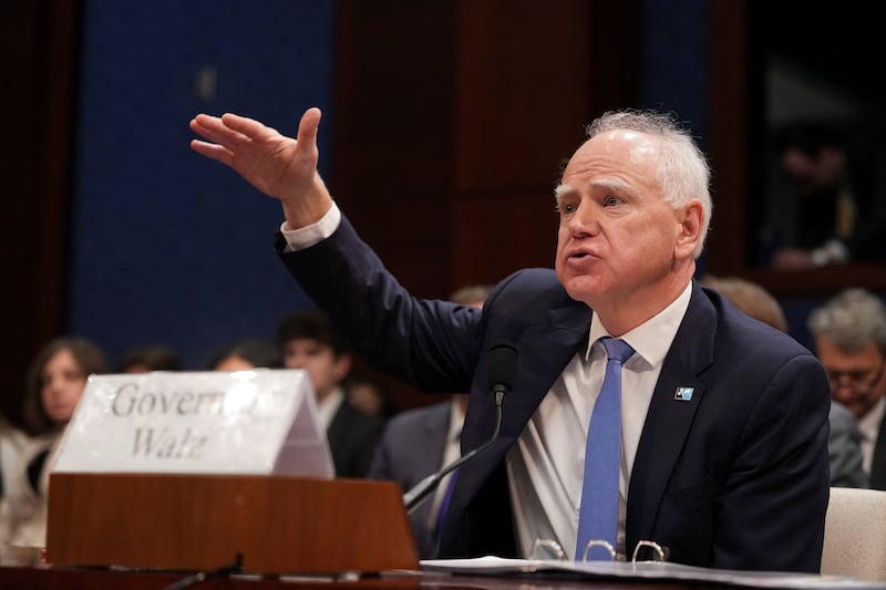 Minnesota Governor Tim Walz testifies during the House Oversight and Accountability Committee hearing investigating fraud in Minnesota state social services, on Capitol Hill in Washington, D.C., U.S., March 4, 2026. REUTERS/Ken Cedeno