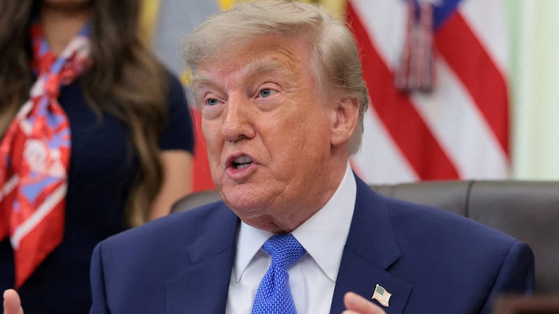 U.S. President Donald Trump speaks during an event to sign an executive order regarding vaccine flexibility, in the Oval Office at the White House in Washington, D.C., U.S., August 10, 2026.
