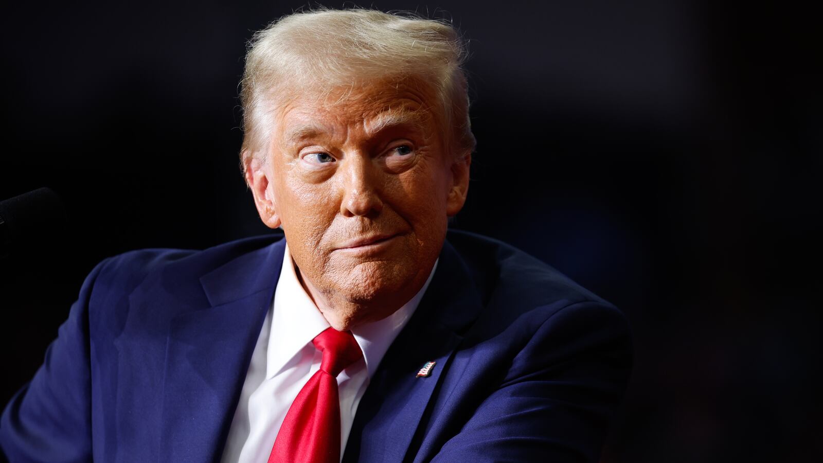 Donald Trump holds a campaign rally at the PPG Paints Arena on November 04, 2024 in Pittsburgh, Pennsylvania.