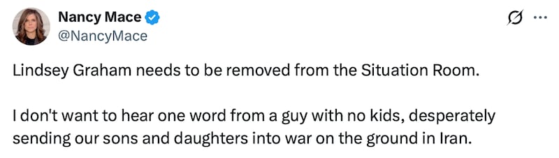 Nancy Mace posts about Lindsey Graham.