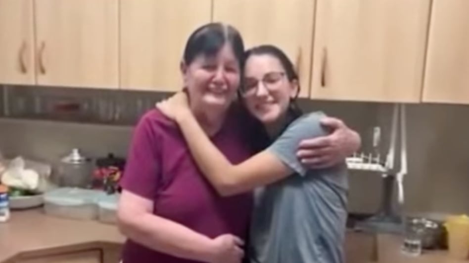 Mor Bayder hugging her grandma.