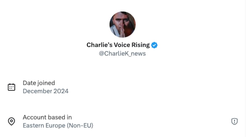 The Charlie Kirk account is actually based in Eastern Europe.