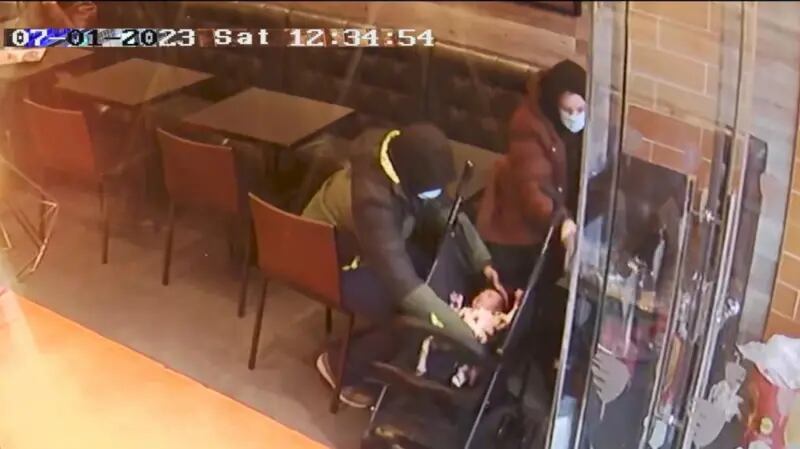 CCTV footage from a kebab show shows the couple with Victoria in January 2023.