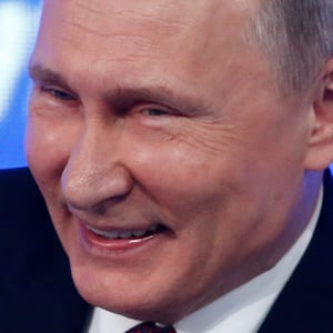 Russian President Vladimir Putin reacts during his annual end-of-year news conference in Moscow, Russia, December 23, 2016.  REUTERS/Sergei Karpukhin