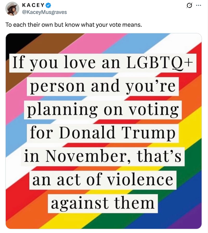 Kasey Musgraves posts an ally message in 2020.