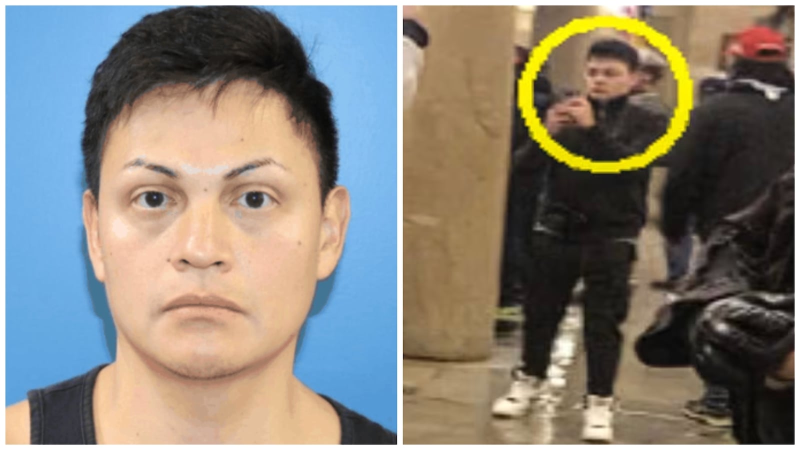 Side-by-side photos of Kevin Alstrup, including a headshot, left, and him allegedly inside the U.S. Capitol illegally, right.