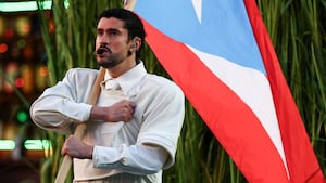 SANTA CLARA, CALIFORNIA - FEBRUARY 8: Bad Bunny performs in the Apple Music Halftime Show during the NFL Super Bowl 60 football game between the Seattle Seahawks and the New England Patriots, at Levi's Stadium on February 8, 2026 in Santa Clara, California. (Photo by Kevin Sabitus/Getty Images)