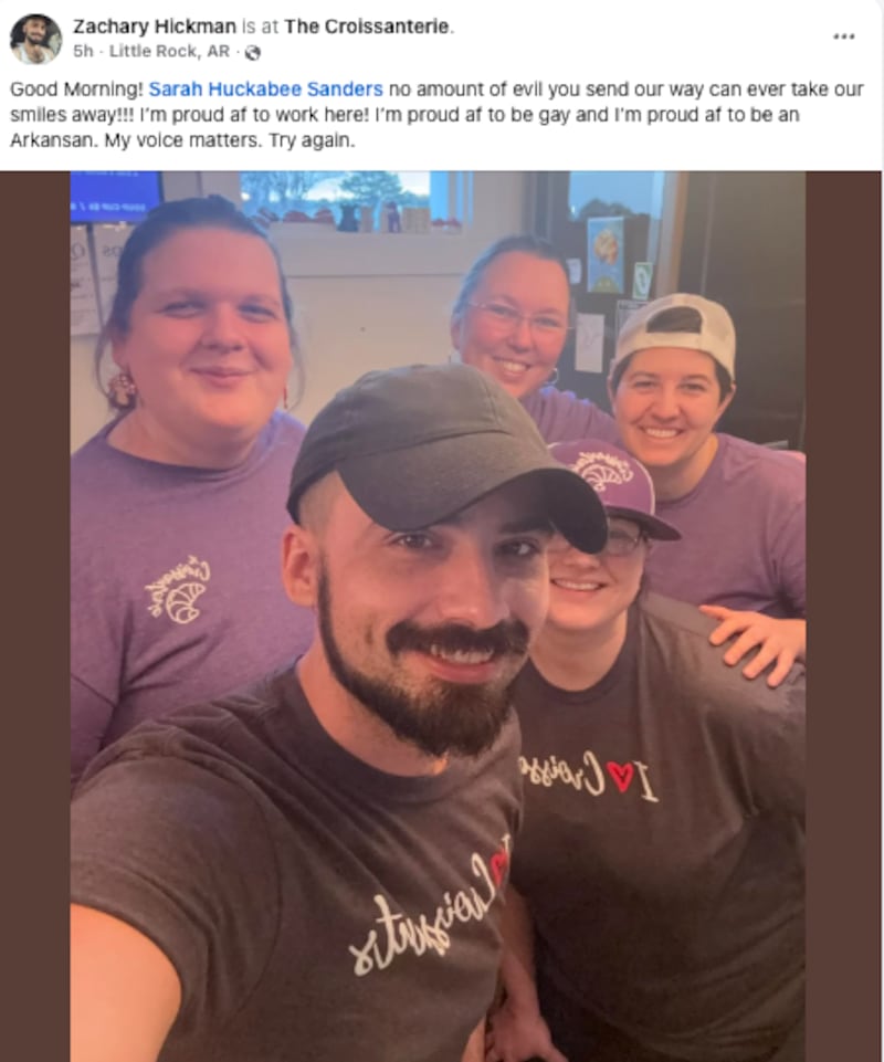 Zachary Hickman Facebook Sarah Huckabee Sanders