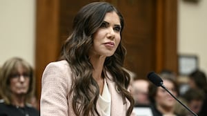 Secretary of Homeland Security Kristi Noem testifies during a House Judiciary Committee hearing on March 4, 2026 where she was confronted about her ad and luxury jet spending at DHS.