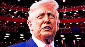 Donald Trump illustration and Kennedy Center.