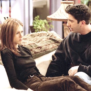 "The One The Morning After" -- Episode 16 -- Aired 2/20/1997 -- Pictured: (l-r) Jennifer Aniston as Rachel Green, David Schwimmer as Ross Geller