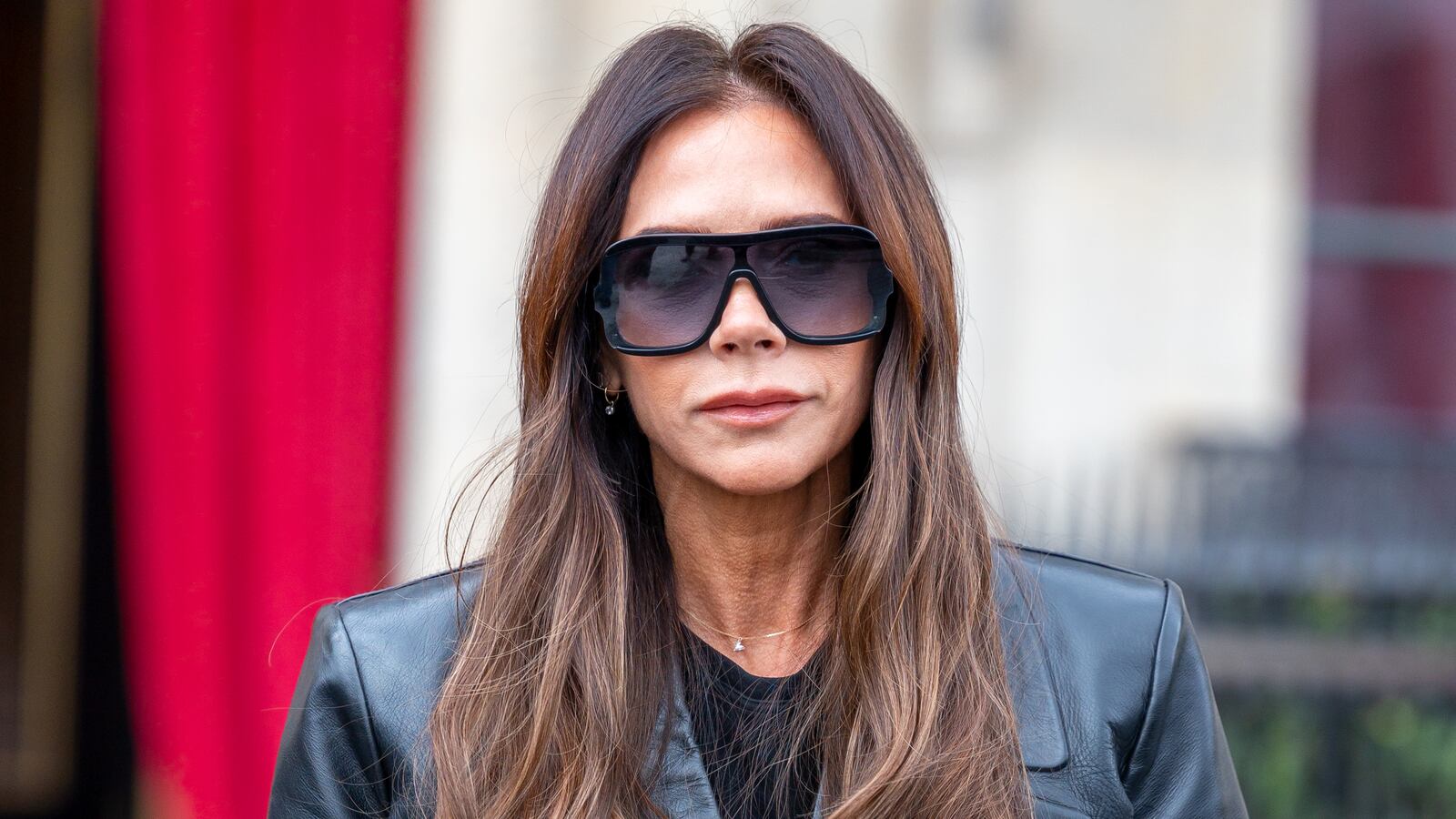 Victoria Beckham wearing sunglasses in Paris.