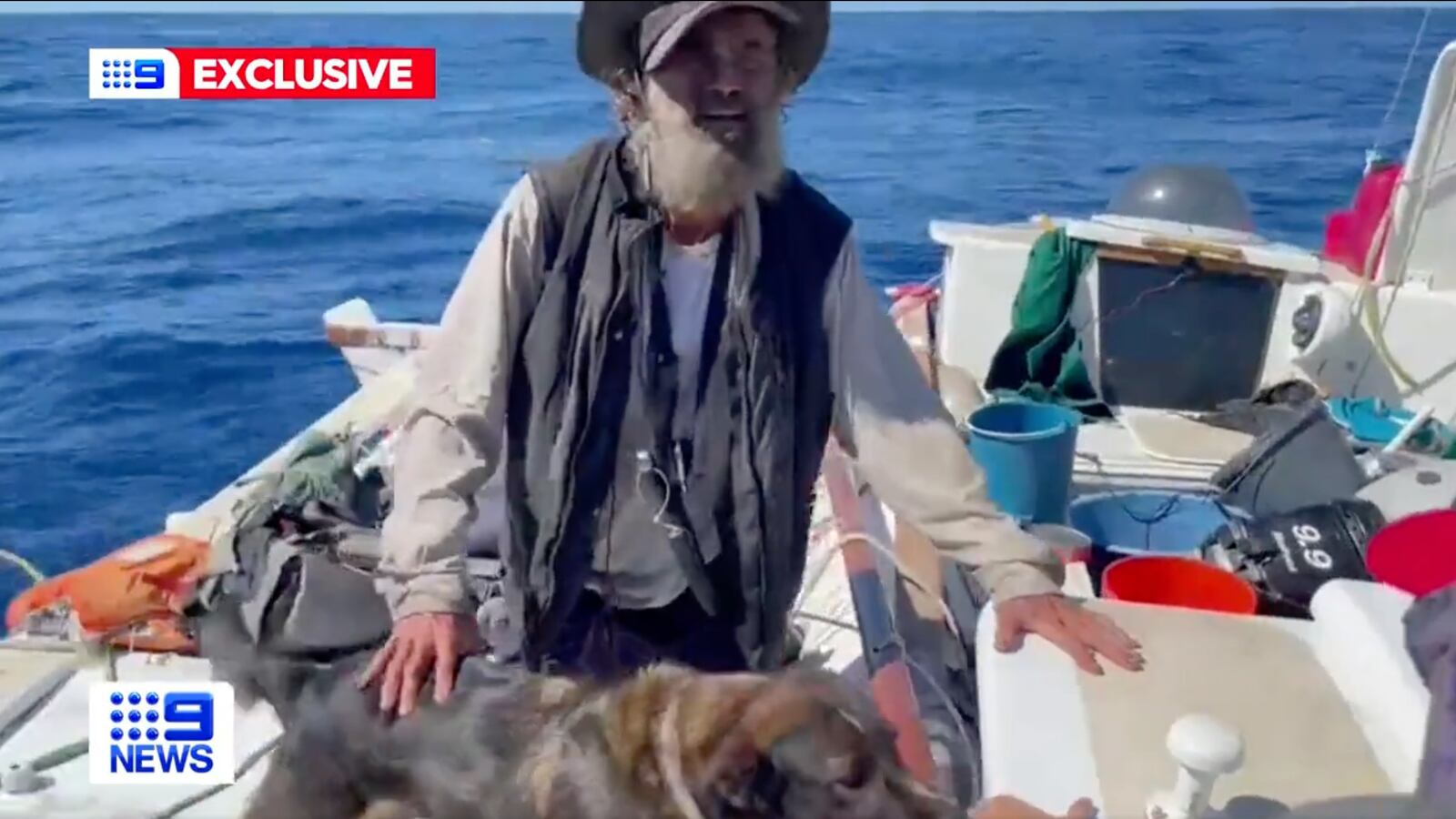 An Australian castaway and his dog have been rescued after 3 months at sea.