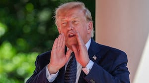 EVIAN-LES-BAINS, FRANCE - JUNE 15: U.S. President Donald Trump arrives for the G7 Leaders' Summit at the Hotel Royal, Evian Resort on June 15, 2026 in Evian-les-Bains, France. Leaders from the Group of 7 (G7) countries convened in Evian, France, near the Swiss border, for their annual summit to discuss challenges to peace and security for Ukraine and Europe, the situation in the Middle East, and other geopolitical issues. (Photo by Isabel Infantes-Pool/Getty Images)