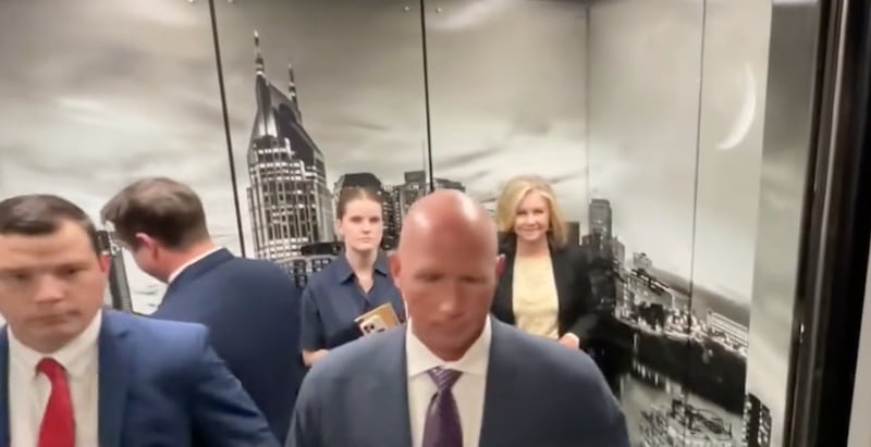 Marsha Blackburn in an elevator.