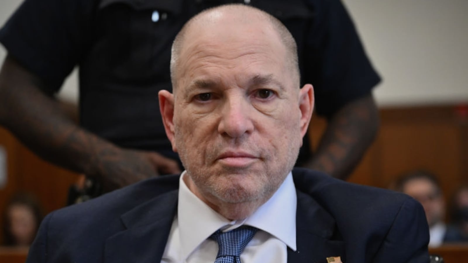 Harvey Weinstein appears in Manhattan Criminal Court for a hearing on May 29, 2024 in New York City. The fallen movie mogul is awaiting a retrial on rape charges after his 2020 conviction was tossed out.