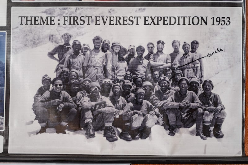 eam photograph of the 1953 Mount Everest expedition which placed Tenzing Norgay and Edmund Hillary on the summit of the world's highest mountain