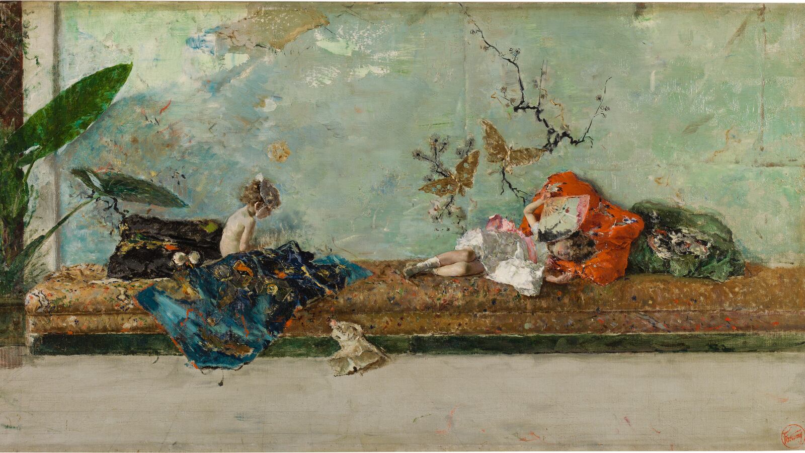 Mariano Fortuny y Marsal, The Painter’s Children in the Japanese Room , 1874. Oil on canvas, 44 × 93 cm (17 3/8 × 36 5/8 in.). Museo Nacional del Prado.