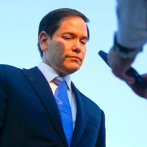 Secretary of State Marco Rubio speaks to the press at Ben Gurion International Airport, near Lod, Israel, September 16, 2025.