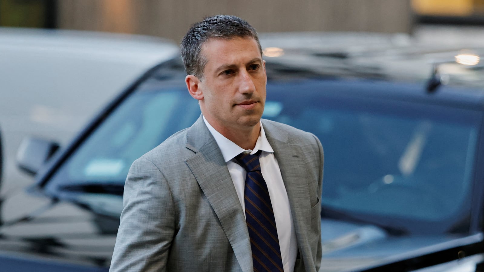 Celebrity attorney Alex Spiro arrives at a courthouse in San Francisco in 2023.