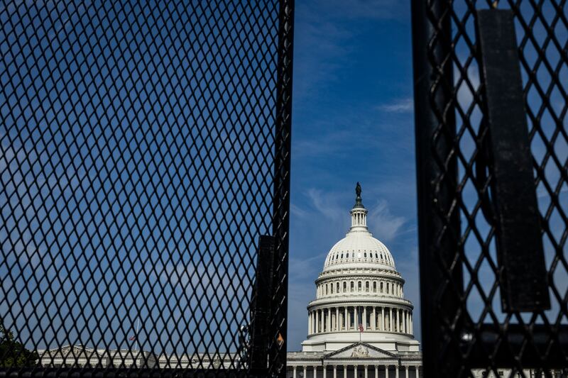 Security fencing is erected around the U.S. Capitol grounds on July 23, 2024 in Washington, D.C.
