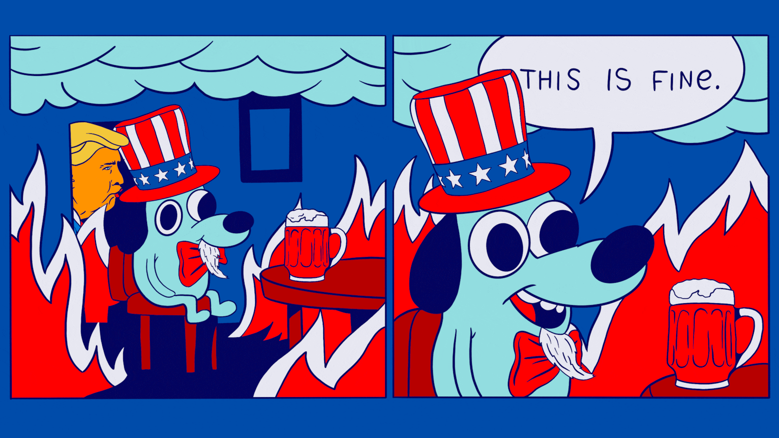 This is fine meme with Donald Trump