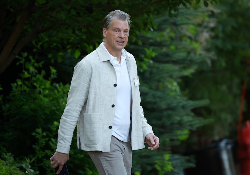 SUN VALLEY, IDAHO - JULY 10: Greg Peters, co-chief executive officer of Netflix, walks to a morning session at the Allen & Company Sun Valley Conference on July 10, 2025 in Sun Valley, Idaho. Every year, some of the world's wealthiest and most powerful figures from the media, finance, technology, and political spheres converge at the Sun Valley Resort for the exclusive week-long conference hosted by boutique investment bank Allen & Co. (Photo by Kevin Dietsch/Getty Images)