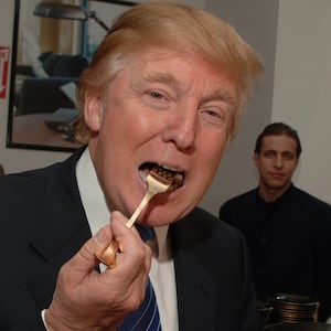 Donald Trump during Launch of Trump Steaks at The Sharper Image at The Sharper Image in New York City, New York, United States.