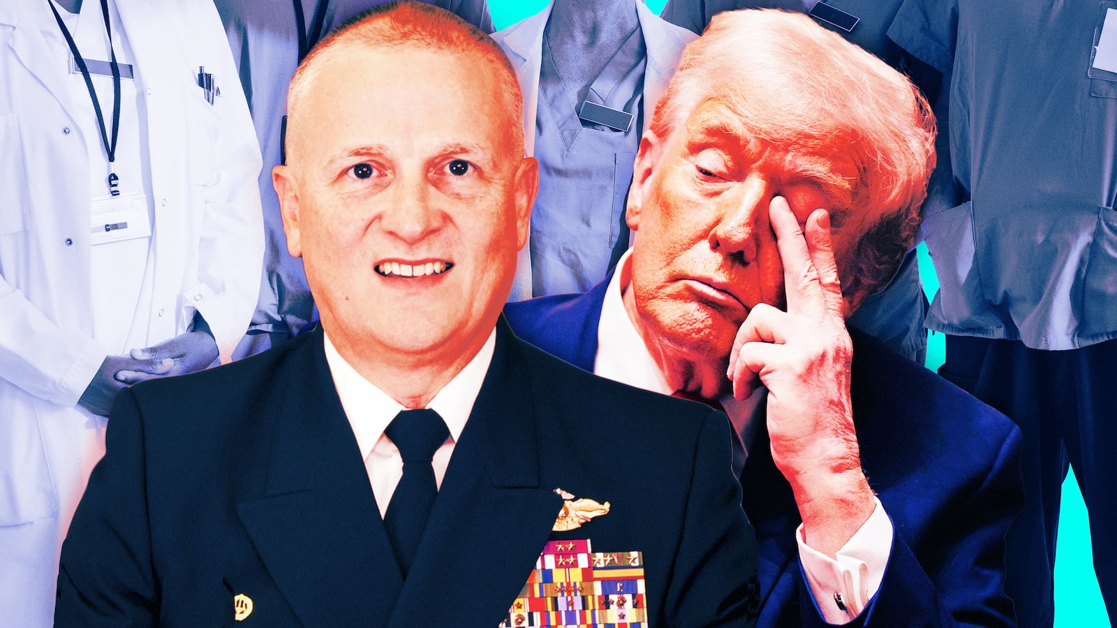 A photo illustration illo of Dr. Sean Barbabella and Donald Trump.