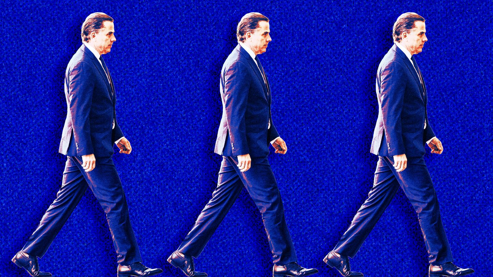 A photo illustration of Hunter Biden walking.