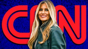 A photo illustration of Melania Trump and the CNN logo.