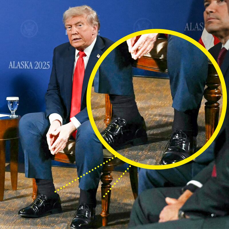 Donald Trump and Vladimir Putin (C-L), flanked meet during a US-Russia summit on Ukraine at Joint Base Elmendorf-Richardson in Anchorage, Alaska, on August 15, 2025.